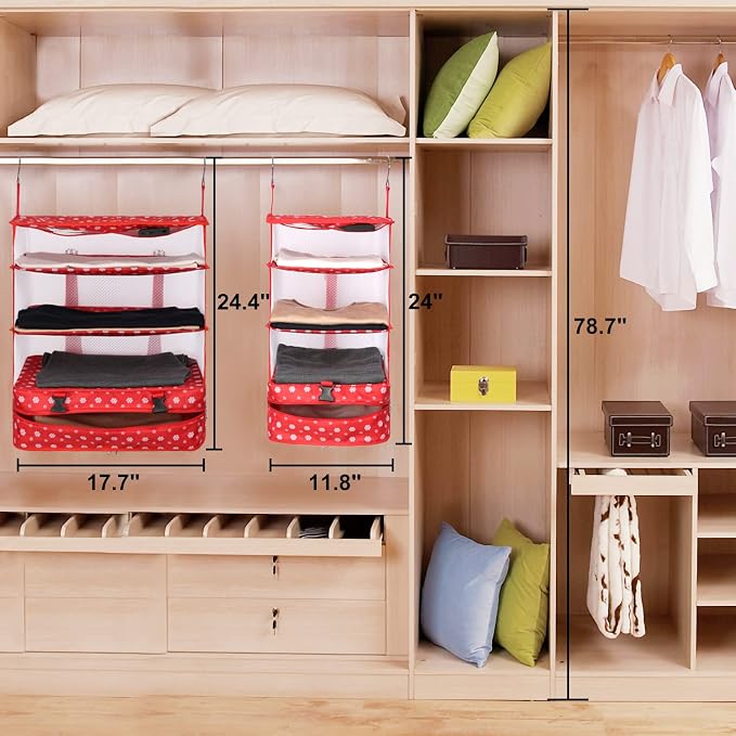 TABITORA Portable Hanging Travel Shelves Bag Packing Cube Organizer Suitcase Storage Large Capacity - Image 4