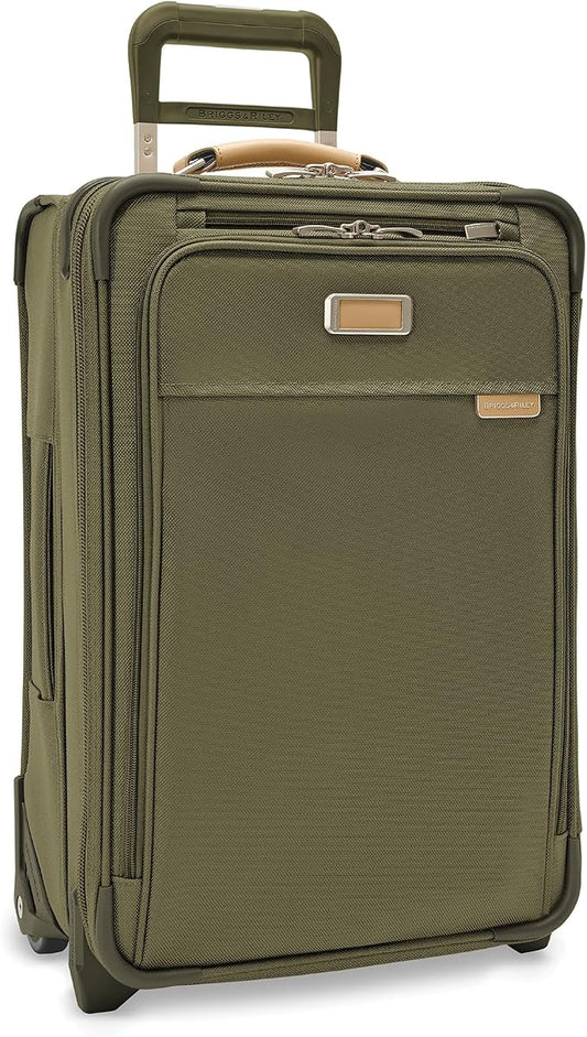 Briggs & Riley Essential 22" 2-Wheel Expandable Carry On - Luggage for Travel, Suitcases with Wheels, Softside Rolling Bag for Men & Women, Self-Repairing Zipper - Baseline Collection, Olive by Unknown