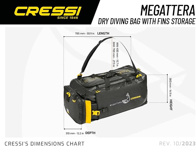 Cressi Waterproof 110 liter Duffel Bag - Adjustable Shoulder Strap - Equipment Protection for Outdoor Activities, Water Sport, Boating, Scuba Diving - Megattera: Designed in Italy by Cressi - Image 5