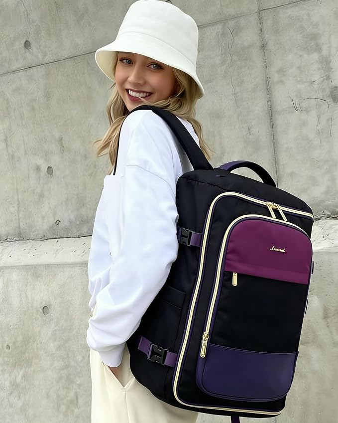LOVEVOOK 40L Travel Backpack Carry on Flight Approved, Personal Item Bag with 3 Packing Cubes, Travel Backpack for Women Fits 17" Laptop, Water-resistant Carry On Bag for Airplanes - Image 2