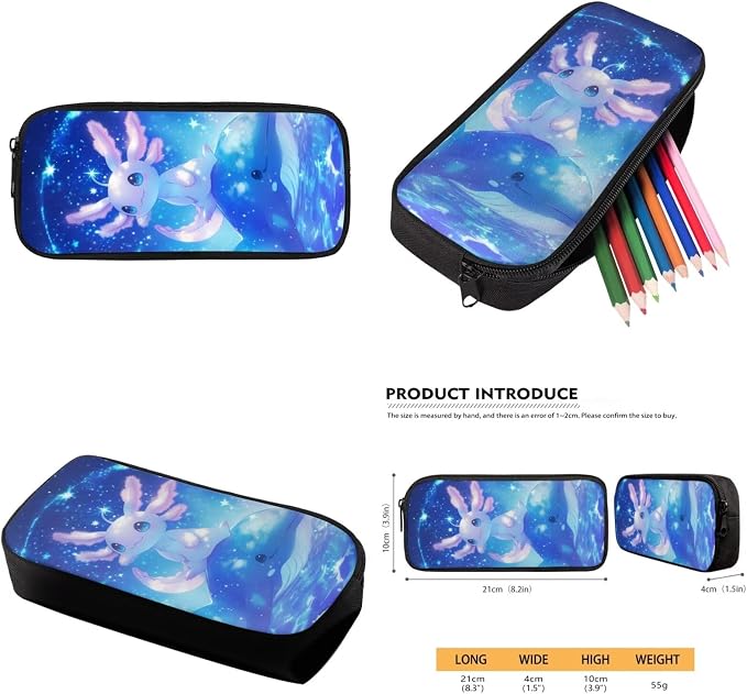 Cute Axolotl Backpack with Lunch Box Kids Girls 6-8/5-7 Killer Whale Elementary School Bookbag and Lunch Bag Pencil Case Water Bottle Holder 4PCS Set Student Book Bags Kindergarten Back Pack - Image 6