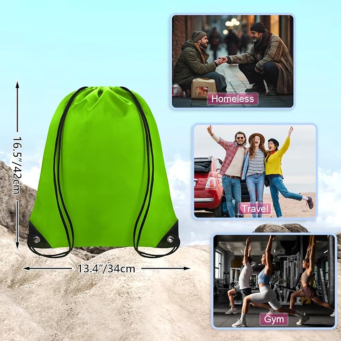 Grneric Drawstring Bags 28 PCS Drawstring Backpack Bulk String Backpack Cinch Bag Sackpack for Men Women Gym (Green) - Image 2