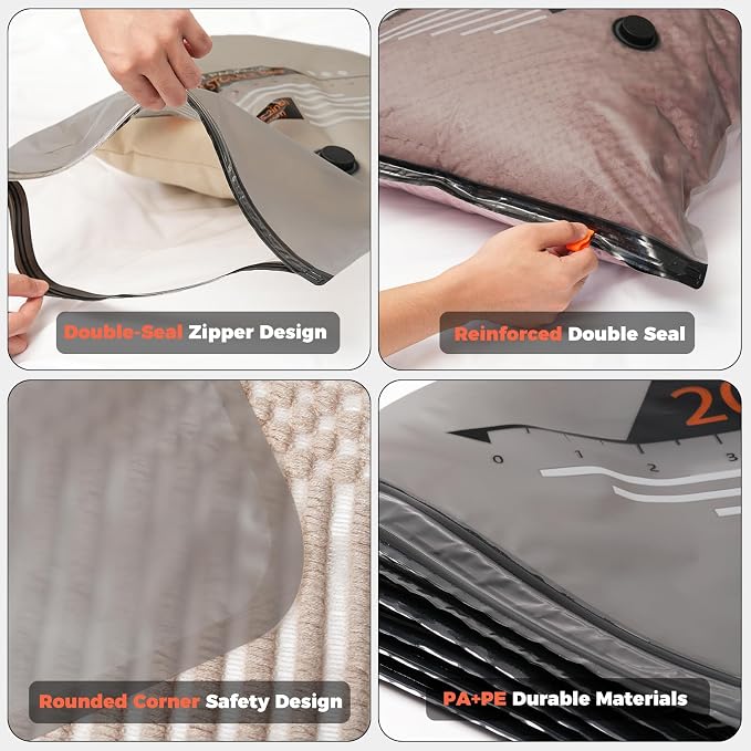 24 Combo Travel Vacuum Bags with Cordless Rechargeable Pump, Portable Space Saver Compression Bag for Clothing, Vacuum Seal Packing Bags for Home Clothing Luggage Organizer Travel Essentials - Image 6