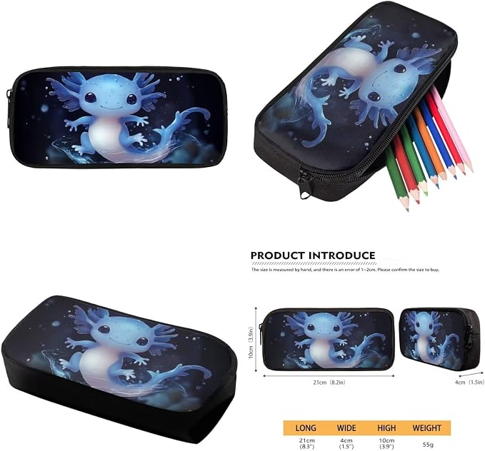 Blue Axolotl Backpack and Lunch Box Set Girl 6-8/4-6/8-10 Kids Bookbags for 1st Grade 4PCS Elementary School Back Pack with Lunch Bag Pencil Case Water Bottle Carrier 17in Student Schoolbag - Image 6