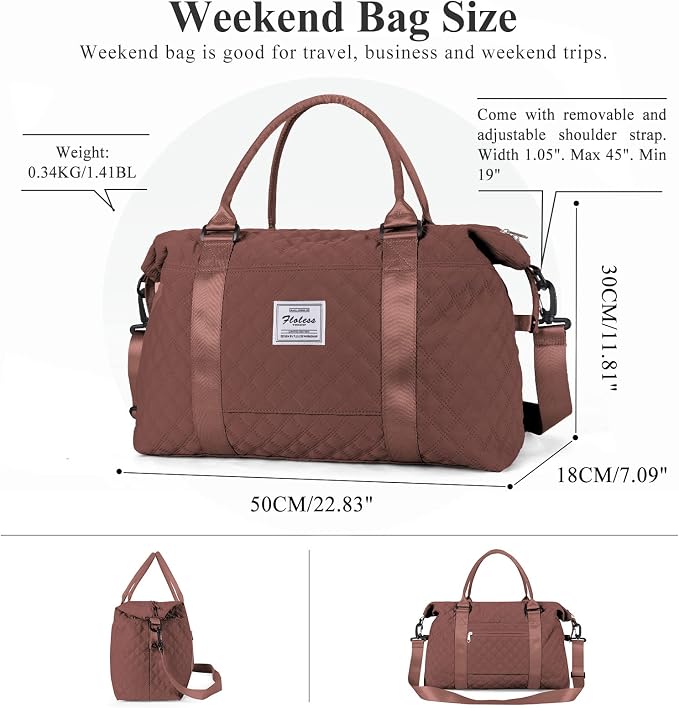 Travel Duffel Bag, Carry On Overnight Weekender Bags for Women | Travel Bag with Wet Pocket & Trolley Sleeve, For Spirit Airlines 18x14x8 Personal Item Bag - Image 3