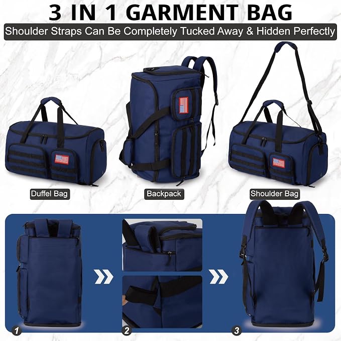 ATRIPACK Duffle Bag for Men,Tactical Duffle Bags for Travel,55L Large Capacity Convertible Garment Bag With Shoes Compartment, Multi-functional Gym Bags Suit Bag for Traveling Workout Business Trip - Image 7