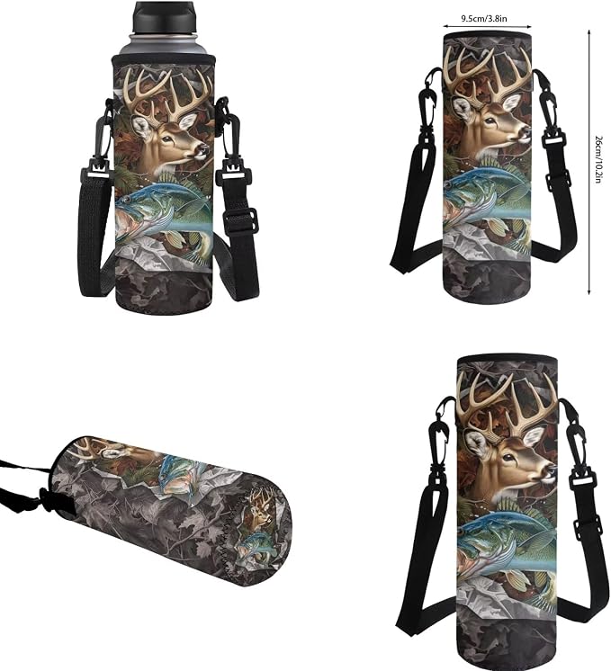 GIFTPUZZ Deer Fish Backpack 17 Inch Set Boys 8-10 | Camo 4-Piece Set, Lunch Box, Water Bottle Sleeve, 3rd Grade Back to School Book Bags - Image 8