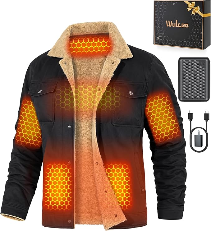 Wulcea Graphene Heated Jacket for Men 12V Fast Charge 18400mAh Large Capacity
