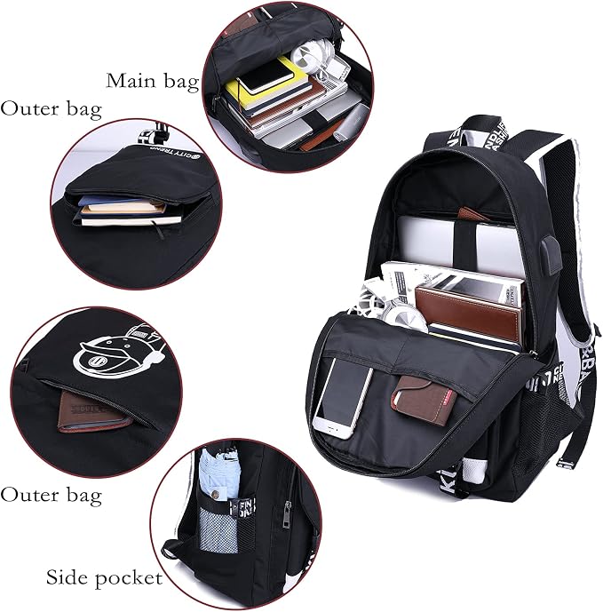 Asge Large Teens School Backpacks Waterproof Nylon Football Printing for 8-15 Years Boys & Girls - Image 6