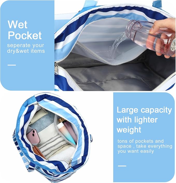 Bluboon Waterproof Beach Tote Pool Bags for Women Ladies Extra Large Carry On Bag With Wet Compartment for Weekender Travel - Image 7