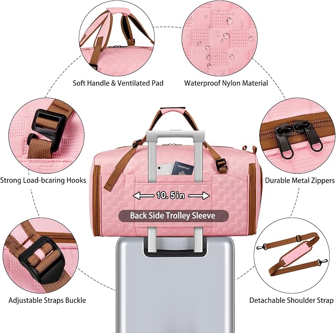 Convertible Garment Bags for Travel - Carry on Garment Duffle Bag with Backpack Straps for Men Women, 4 in 1 Large Travel Duffel Bags with Shoes Compartment Hanging Suit Dress Weekender Bag 3pcs Set - Image 4