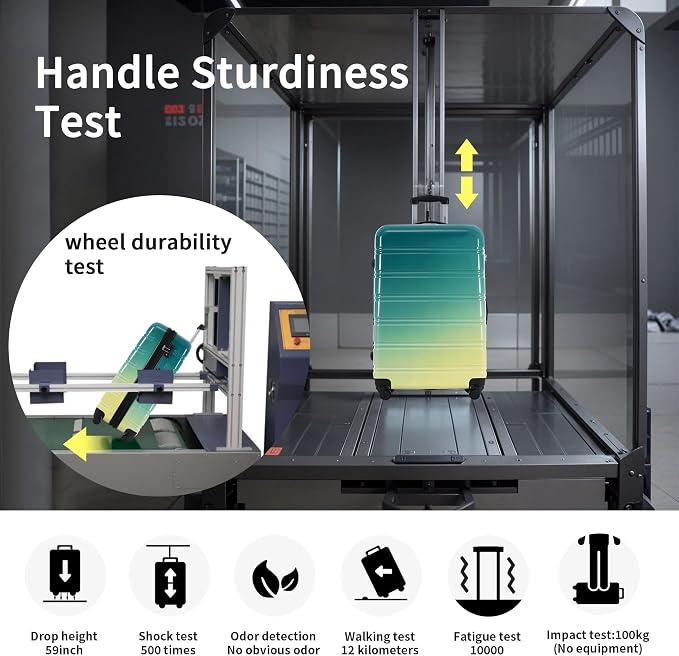 Merax Luggage Sets 3 Piece, Hardside Suitcase Set with Spinner Wheels | Lightweight Expandable Gradient Color Luggage 20+24+28 IN,Green+Yellow - Image 7