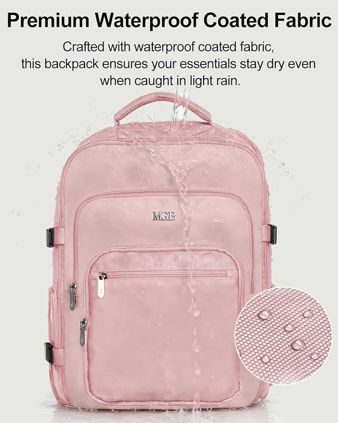 Travel Backpack for Women & Men, Carry On Personal Item Bag Flight Approved, Large Waterproof Laptop Backpack for Travel, Overnight, College & Commuting Pink - Image 4