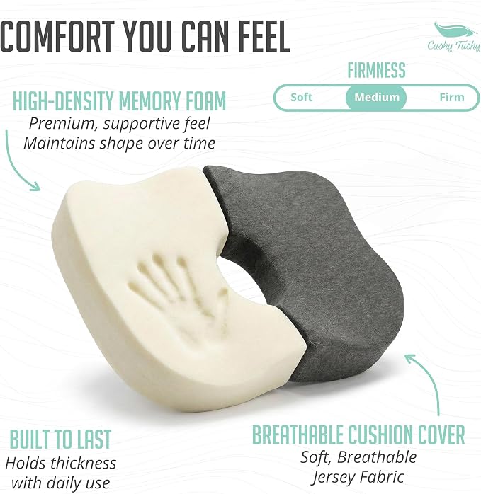 Cushy Tushy Tailbone Pain Relief Cushion - Premium Foldable Travel Tailbone Seat Cushion - for Relief of Lower Back, Sciatic, Butt and Tailbone Pain - Perfect for Home, Office & Driving - Image 4