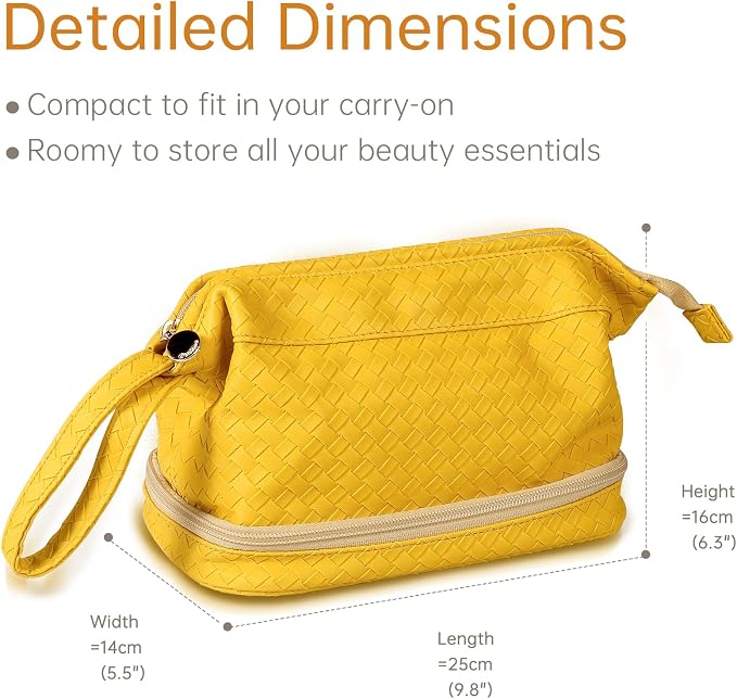Abiudeng Large Capacity Makeup Bag Ladies Cosmetic Bag Travel Bag with Compartments Portable PU Leather Travel Makeup Bag with Handle - Image 2
