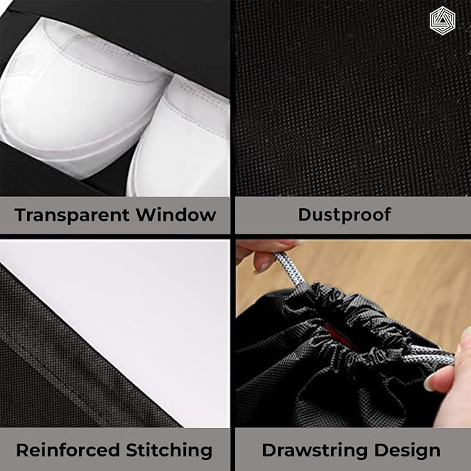 Boldfit Shoe Bags for Travel Essentials, Portable Dust-Proof Shoe Storage Covers for Packing, Travel Organizer for Women & Men, Shoe Bags with Rope, Pack of 12 - Image 7