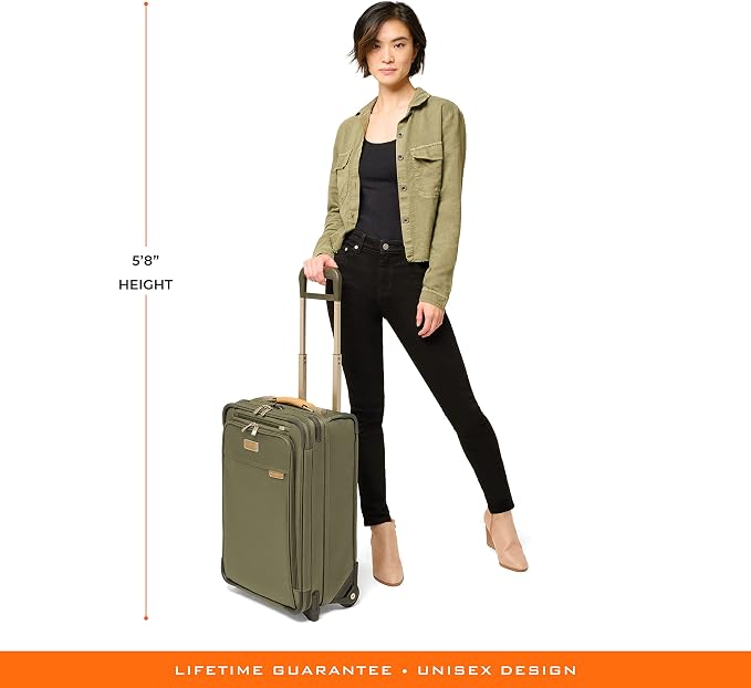 Briggs & Riley Essential 22" 2-Wheel Expandable Carry On - Luggage for Travel, Suitcases with Wheels, Softside Rolling Bag for Men & Women, Self-Repairing Zipper - Baseline Collection, Olive - Image 19