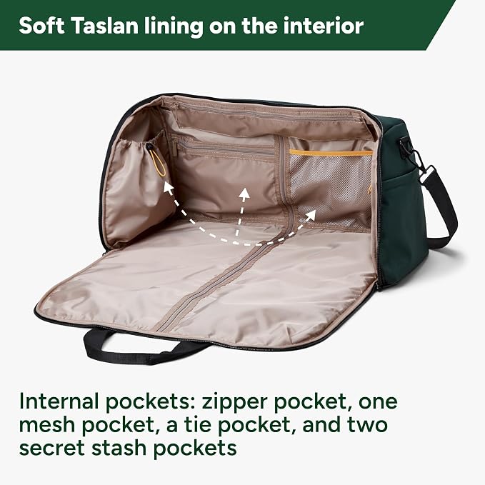 Halfday Convertible 2-in-1 Premium Garment Duffel Weekender Bag 45L: Wrinkle-Free Travel (Hanging Suit Compartment, Shoe Pockets, Trolley Sleeve), Balistic Nylon Carry-on, Palm - Image 3
