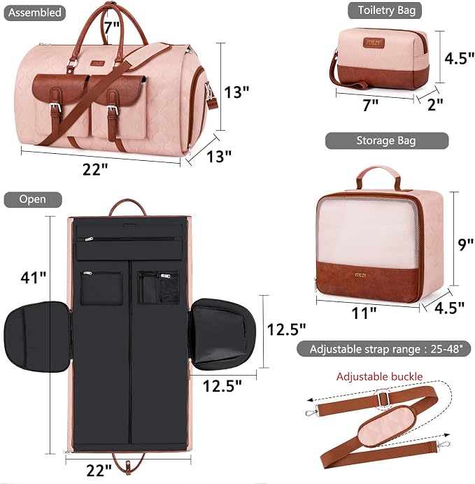 Garment Duffel Bag for Travel - ITIEZY Convertible Carry on Garment Duffel Travel Bag for Women Men Large Weekender Bag with Shoes Pouch 2 in 1 Hanging Suit Travel Duffel Bag 3pcs Set - Image 6