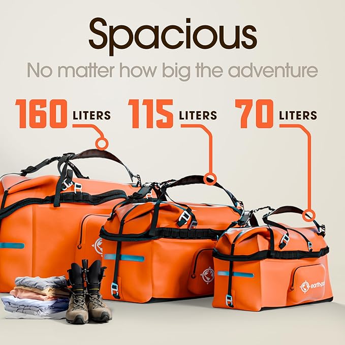 Earth Pak Waterproof Duffel Bag - Large Dry Bag, 1680D TPU, Heavy Duty, Camping & Marine Dry Bag, 8x8 Popout Pocket - Image 6