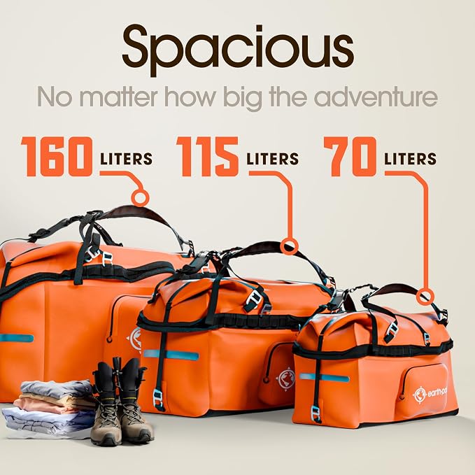 Earth Pak Waterproof Duffel Bag - Large Dry Bag, 1680D TPU, Heavy Duty, Camping & Marine Dry Bag, 8x8 Popout Pocket - Image 6