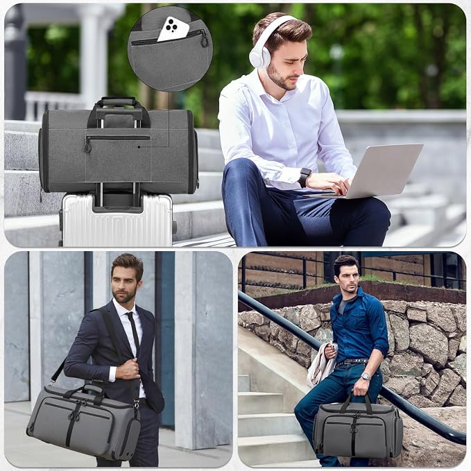 Convertible Garment Duffle Bags for Travel, Garment Bag with Shoe & Laptop Compartment, 2 in 1 Carry on Suit Garment Bags for Men Women, All in One Hanging Suit Travel Bag for Airplanes, 55L - Image 6