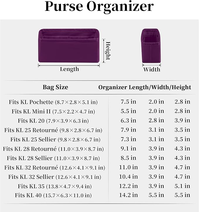 Women's Purse Organizer Insert - Satin & Lightweight Fabric with Inside Pockets, Portable for Commute, Travel, Shopping, and Evening, Multicolor Options, Fits for Kelly 25(Anemone, KL25 Retourné) - Image 8