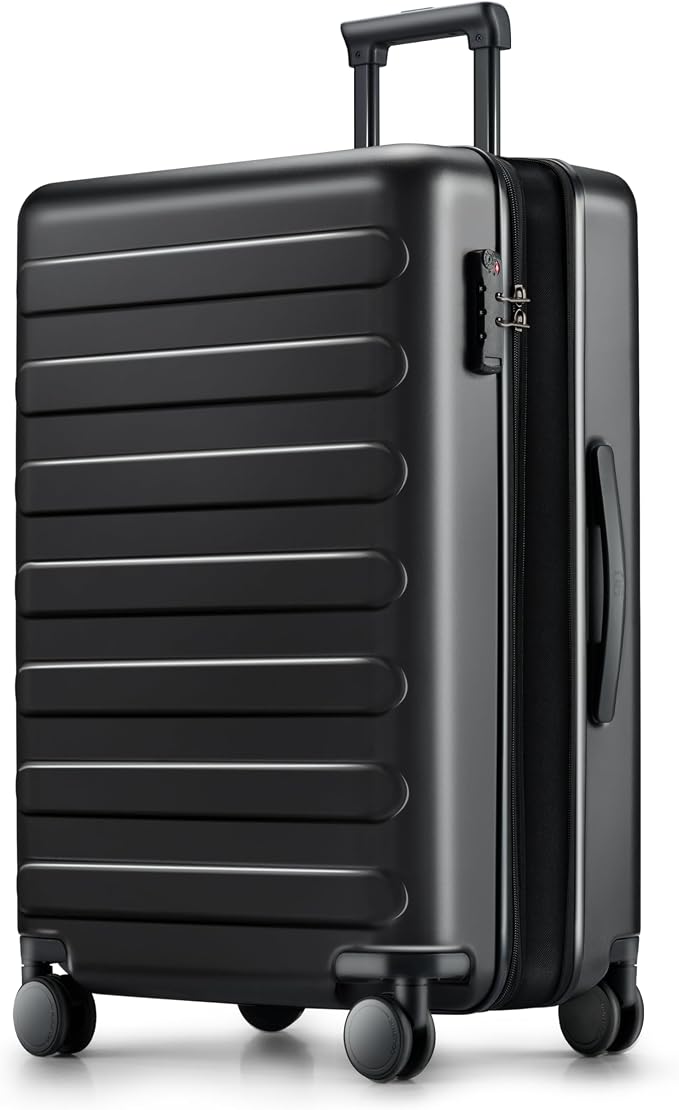 NINETYGO Large Checked Luggage 28 Inch, Checking In Luggage with Smooth Spinner Wheels, Expandable, Hard Shell PC Suitcase, Lightweight Travel Luggage, TSA Approved (Black, Rhine Max) by NINETYGO