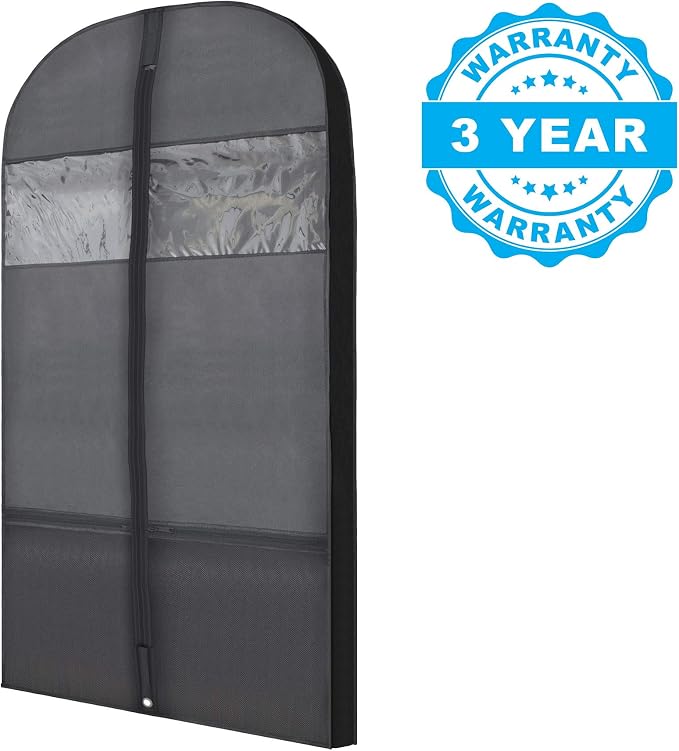 Plixio Gusseted Garment Bags Suit Bag for Travel and Clothing Storage of Dresses, Dress Shirts, Coats— Includes Zipper Pockets and Large Transparent Window (10 Pack: 54” X 24” x 3.4”) - Image 4