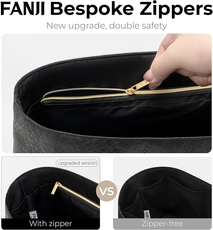 Handbag Organizer Insert for Anjou Mini Handbag,Custom Fit Inside Premium Lightweight Water Resistant Purse Insert with Zipper(Matte Black) - Image 6