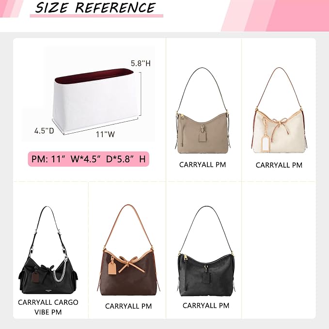 Dupontpaper Carryall PM Tote Bag Organizer Insert, Lightweight Portable Purse Organizer Insert Compatible with Lv Carryall, Purse Inner for Luxury Handbag & Tote Shaper(PM, White-red) - Image 3