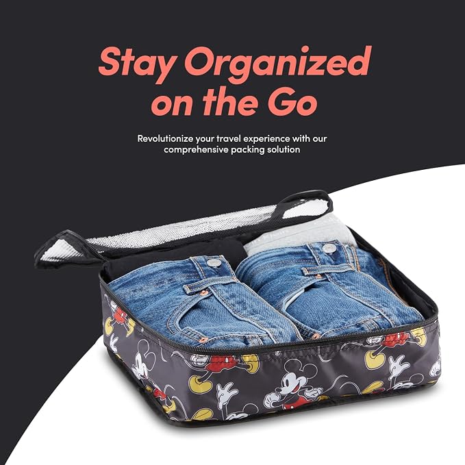 Disney Minnie Mickey Stitch Packing Cubes - Winnie the Pooh, Princess Cinderella, Cars, Toy Story 5 Piece Packing Cubes Compression - Travel Essential - Luggage Suitcase Organizer Set - Image 4