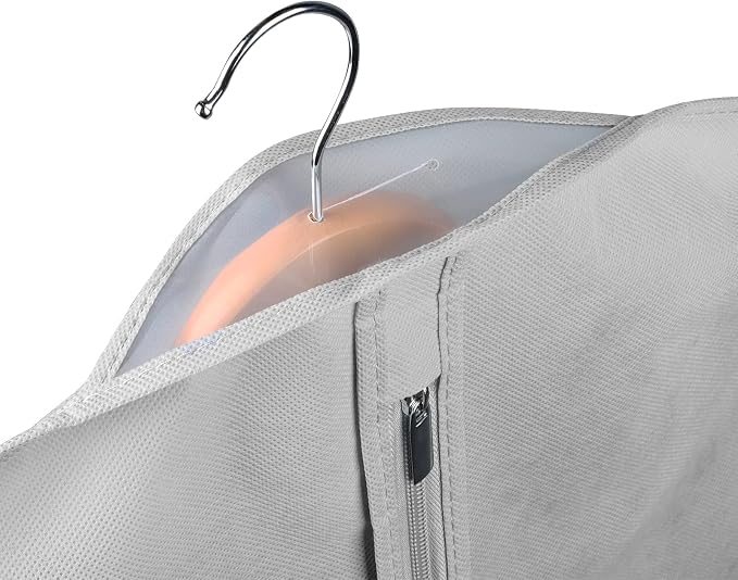 KEEGH Garment Bags for Hanging Clothes 60" (Set of 6) Dress Bags for Gowns Long Dress Bags for Closet Storage with Zipper and Eye-Hole for Folding for Suit Coats Dresses, Grey - Image 3