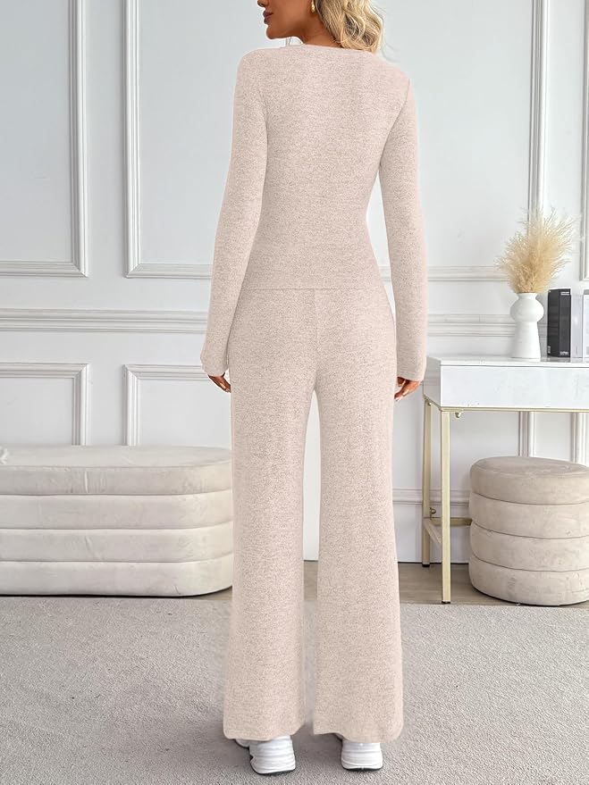 LILLUSORY Womens 2 Piece Matching Lounge Sets 2026 Fall Fashion Outfits | Long Sleeve Top & Drawstring Wide Leg Pants with Pockets, Workout Gym Comfort Sweat Suit, Travel Airport Vacation Clothing - Image 4