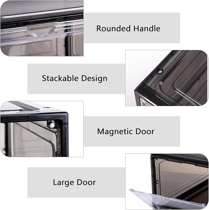 Attelite Shoe Box, Upgraded Large Clear Shoe Storage Box Stackable, 8 Pack Thicken Plastic Shoe Containers, Drop Front Large Magnetic Door,Shoe Storage Organizer for Display Sneakers - Image 3