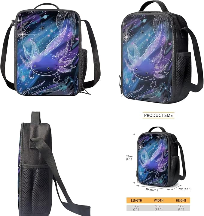 Galaxy Axolotl Backpack and Lunch Box for Girls 6-8/5-7 Under the Sea Bookbag with Lunch Bag Pencil Case Water Bottle Holder 4 in 1 Primary/Elementary School Book Bags Ocean Back Pack - Image 5