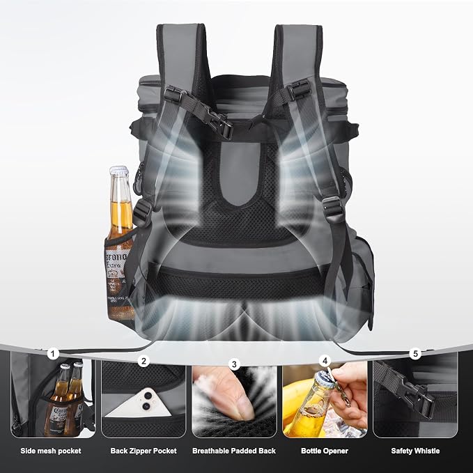 Beach Cooler Backpack for Men 36cans Insulated Backpack Cooler Lunch Bag for Women Camping Hiking Picnic Travel for 18 Hours Cooling 30L - Image 6