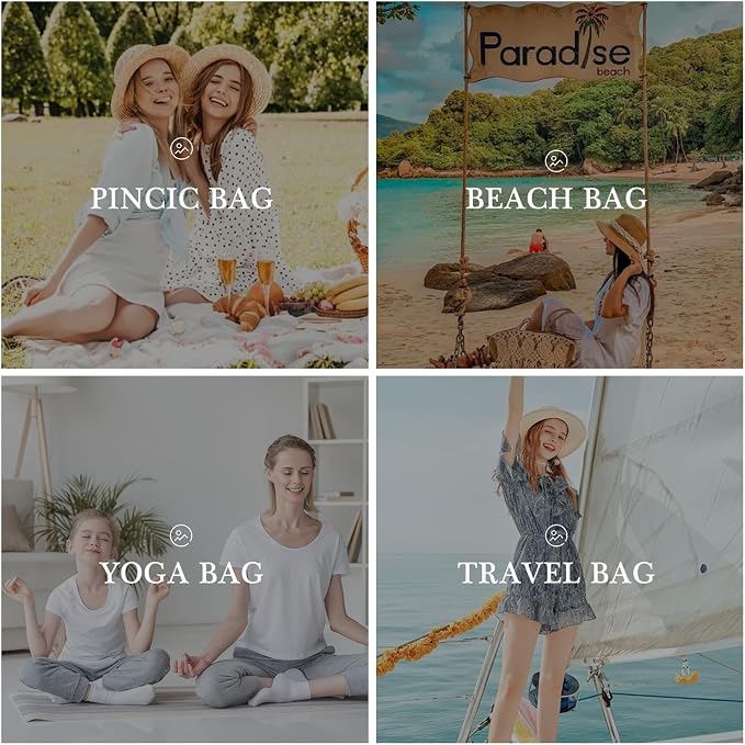 YOOLIFE Beach Bags for Women - Travel Canvas Beach Tote, Pool Waterproof Bag, Travel Essentials, Gifts for Women Birthday - Image 3