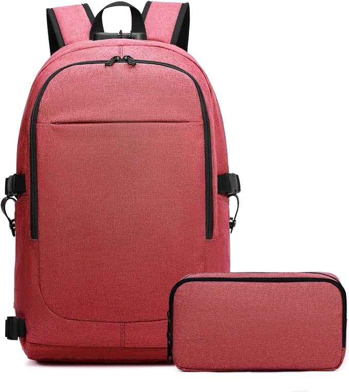 Varietyathletics 19" Laptop Backpack and Organizer Case Set USB Headset Port Anti-Theft Waterproof Travel Work College (Red) by VarietyAthletics