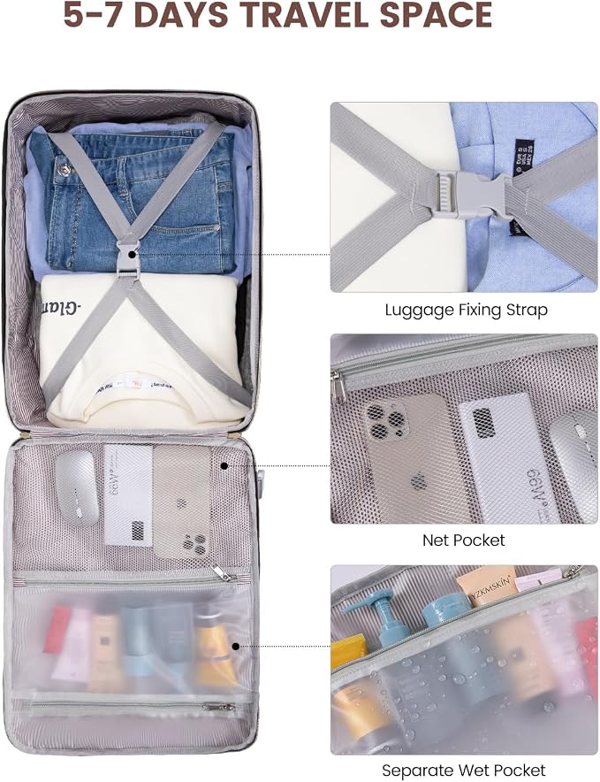 LOVEVOOK 50L Travel Backpack for Women & Men, Airline Approved Carry On Luggage with 3 Packing Cubes, TSA Overnight Bags, Waterproof Personal Item Bag, Weekender Essentials Backpacks fits 17" Laptop - Image 7