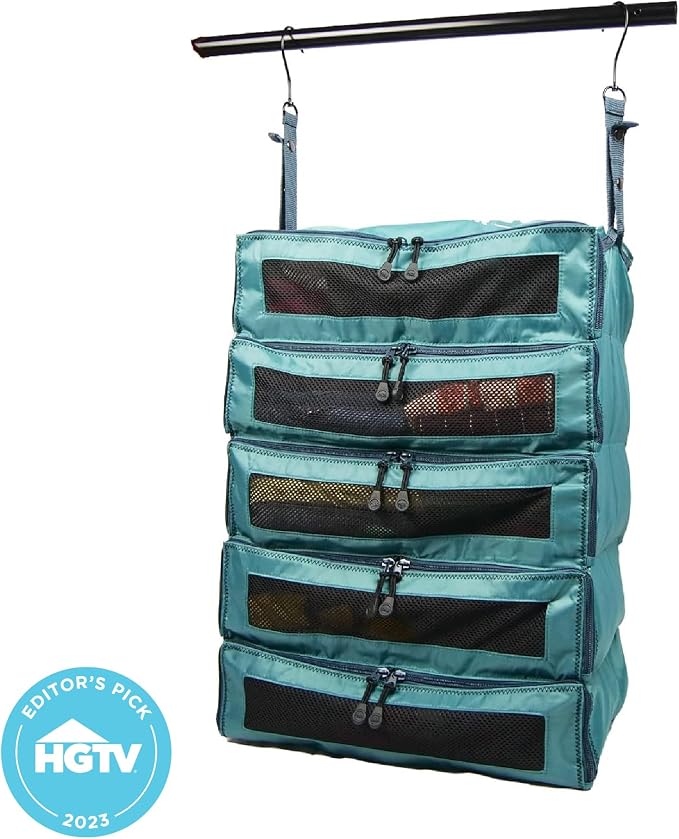Pack Gear Hanging Suitcase Organizer - Our XL Hanging Luggage Organizer Perfectly Fits Any Suitcase - Our Packing Cubes for Travel Use Mesh Windows to Make Finding Any Outfit Easy (Green, XL) - Image 9