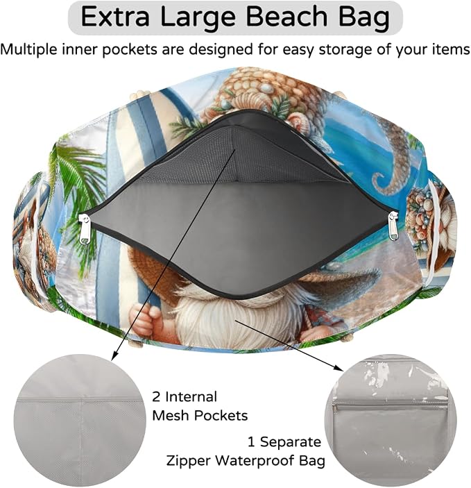 Large Beach Bag with Zipper Beach Bags for Women Water Resistant Swim Pool Bag - Image 7