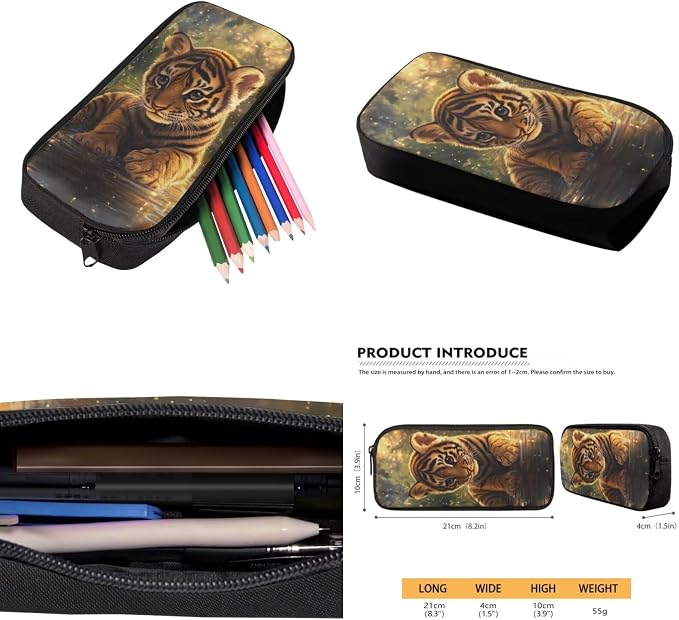 Cute Tiger Backpack for Kids Boys Backpack with Lunch Box Water Bottle Pouch and Big Pencil Case Pouch 4PCS Set Bookbag with Compartments 17 inch Study School Bag Kids Back to School Gifts - Image 5