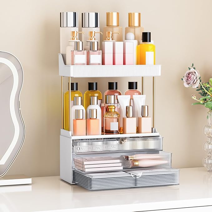 caktraie 2 Pack Bathroom Counter Organizer - 3 Drawers Makeup Organizer, Cosmetic Storage Drawer for Dresser Countertop and Bathroom Vanity for Large Skincare, Perfume, Clear - Image 8