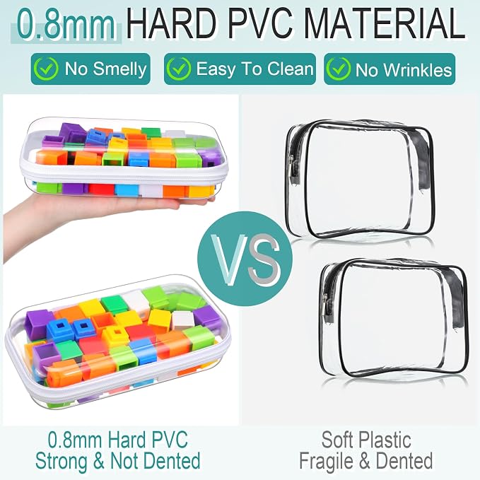 Sanwuta 6 Pcs Clear Hard Zipper Case Plastic Zipper Pouches Transparent Makeup Bag Pencil Case Pouches Toiletry Diaper Bag for Travel Toy Storage Organizer Bins(White,7.48 x 3.94 x 2 Inch) - Image 4