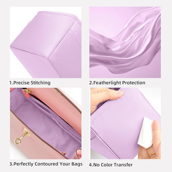DGAZ Silk Purse Organizer Insert for Birkin Bag(Mauve Sylvestre,BK25) | Soft and Lightweight,Perfect Fit,Multi-pocket Storage,Bag Protector,Luxury Bag Care,Handmade,for Smooth Bag Organizer - Image 4