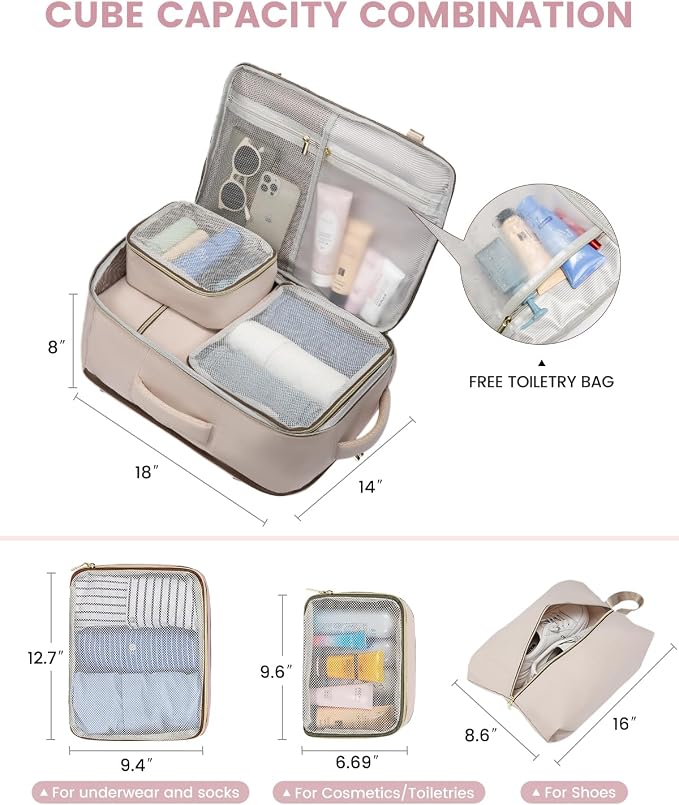 LOVEVOOK Travel Backpack for Women, 40L Carry On Backpack for Airplanes, Personal Item Bag for Airlines Fits 17 inch Laptop, TSA Approved Luggage with 3 Packing Cubes,Waterproof Weekender Gym Backpack - Image 8