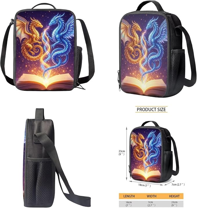 4Pcs Dragon Book School Backpack and Lunch Box for Boys, 17 Inch Large Bookbag with Pencil Case Water Bottle Holder Kindergarten Elementary Back to School Bag with Adjustable Padded Strap - Image 5