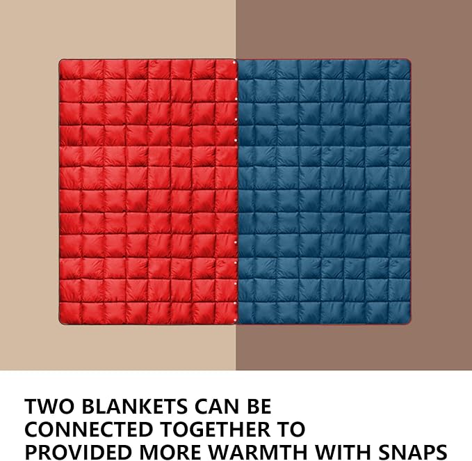 zzlamb Puffy Down Camping Blanket Water-Repellent, Down Throw Travel Blanket Portable for Outdoor, Light Warm Quilt for Couch Plane Car Theater Stadium Picnic RV Backpacking Hammock - Image 4