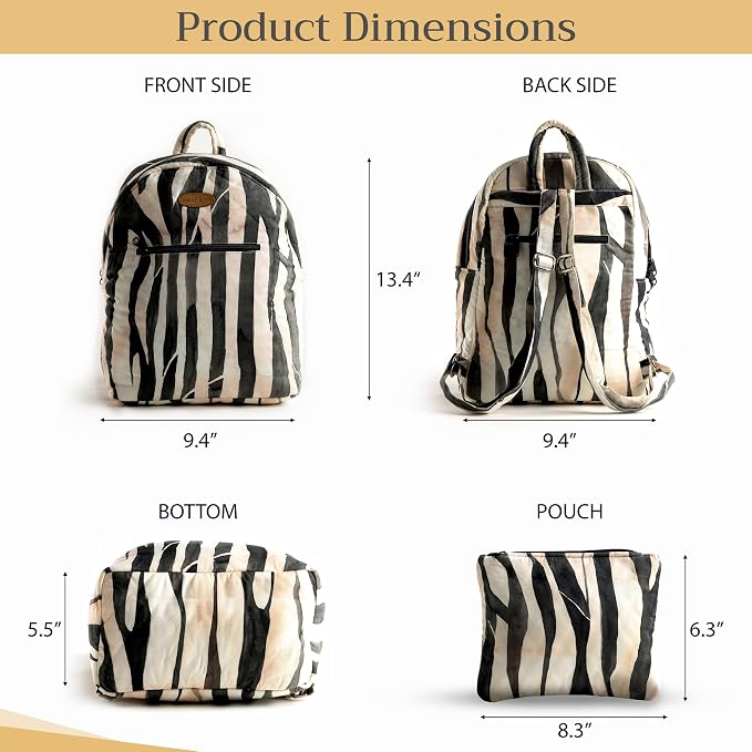 Maison d' Hermine Backpack for Women Men Cotton Shoulder Multipurpose Rucksack with Small Pouch Lightweight Multi Pocket Bag for Travel Work Beach Perfect for Spring Summer (Zebra) - Image 5